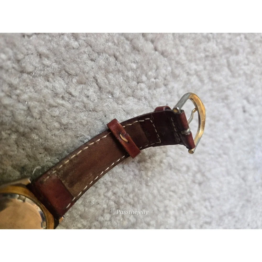 Citizen Seven Watch Mens Gold Tone Champagne Dial Date Quartz Dress Watch vtg